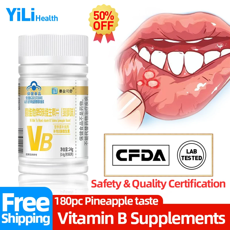 Vitamin B Complex Tablets Supplements Vitamins B1 B2 B6 B12 for Men