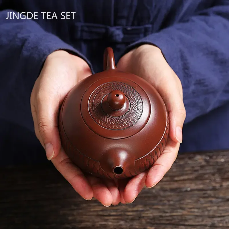 Antique Handmade Xishi Teapot Chinese Yixing Purple Clay Tea Pot Household Beauty Kettle Filter Tea Infuser Customized Tea Sets