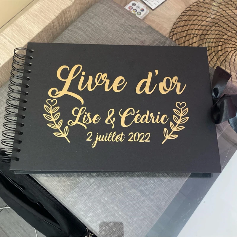 Livre d'or Wedding Stickers Guest Book Signature Decal Personalized Gifts Cards Box Vinyl Sticker Custom Name Date Wedding Decor