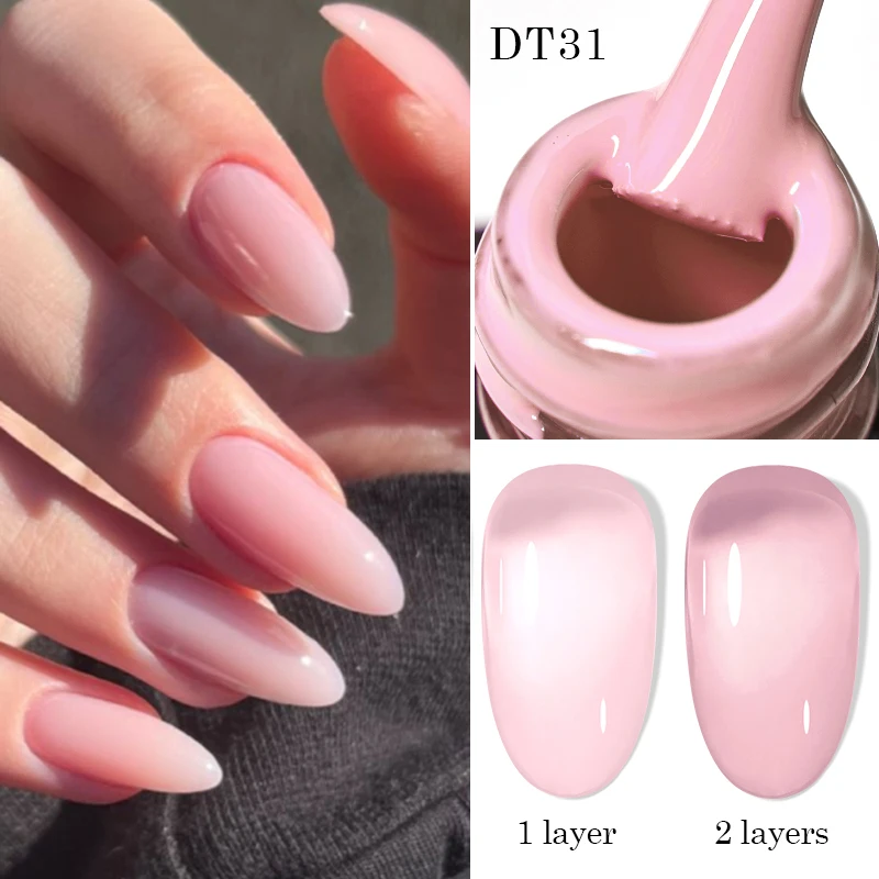 

MEET ACROSS 7ml Jelly Pink Clear Black Nude Gel Nail Polish Spring Translucent Semi Permanent UV Led Gel Varnishes Nail Art