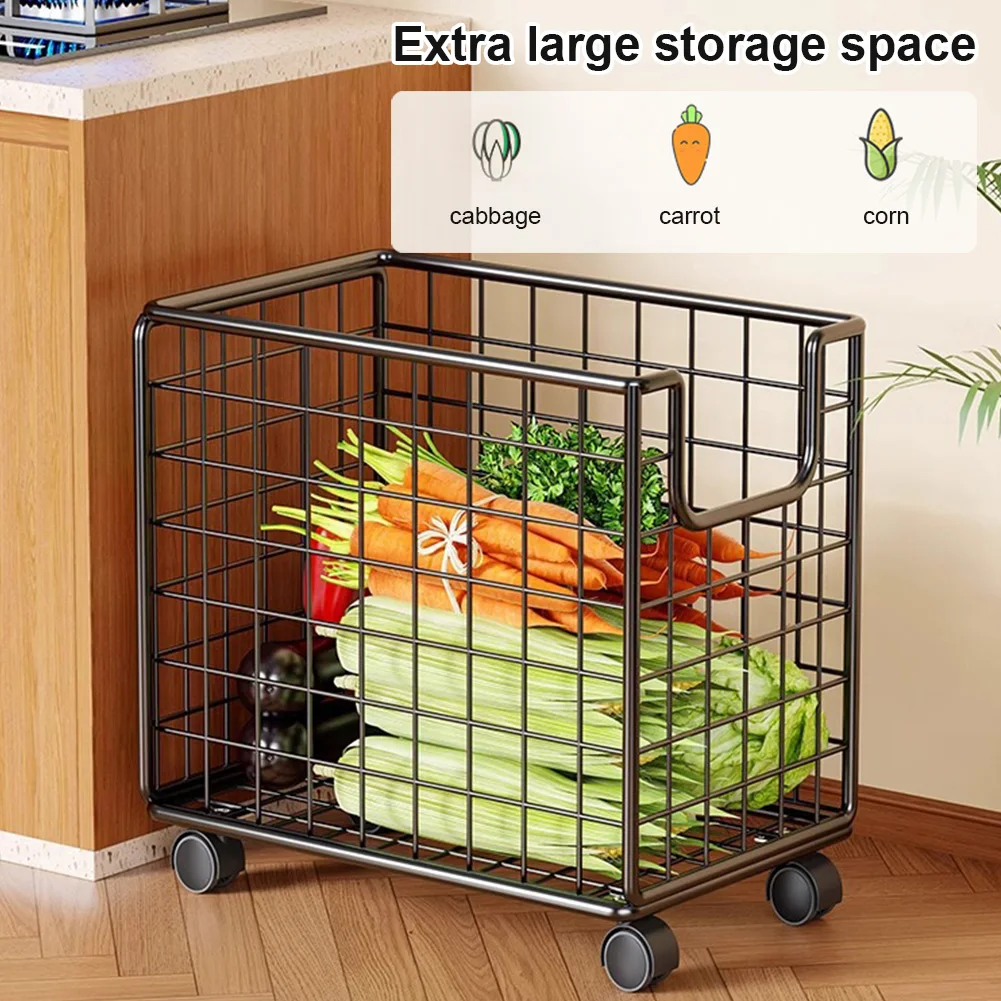 Laundry Basket Hamper with Wheels Rolling Cart Mobile Fruit Vegetable Basket Stand for Living Room Bathroom Closet Or Bedroom