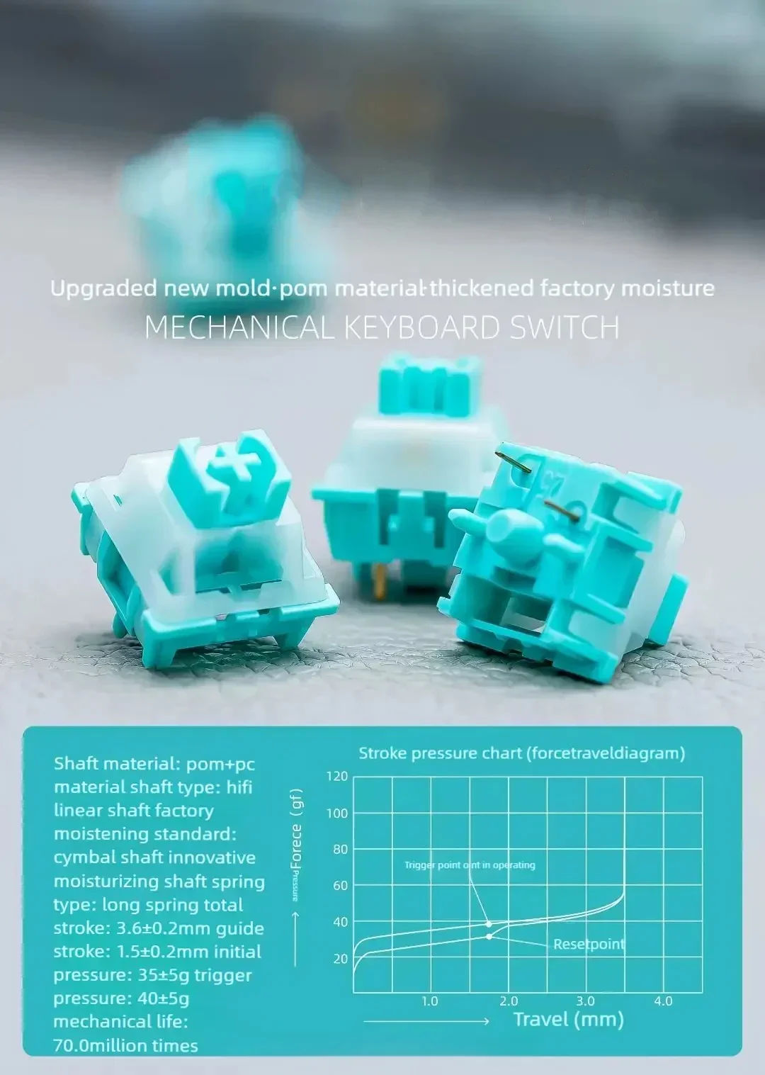 Dust-Resistant Mechanical Keyboard Linear Switches Mechanical Keyboard Switch 3-Pin Light Pressure Shafts Axis Shaft Switch
