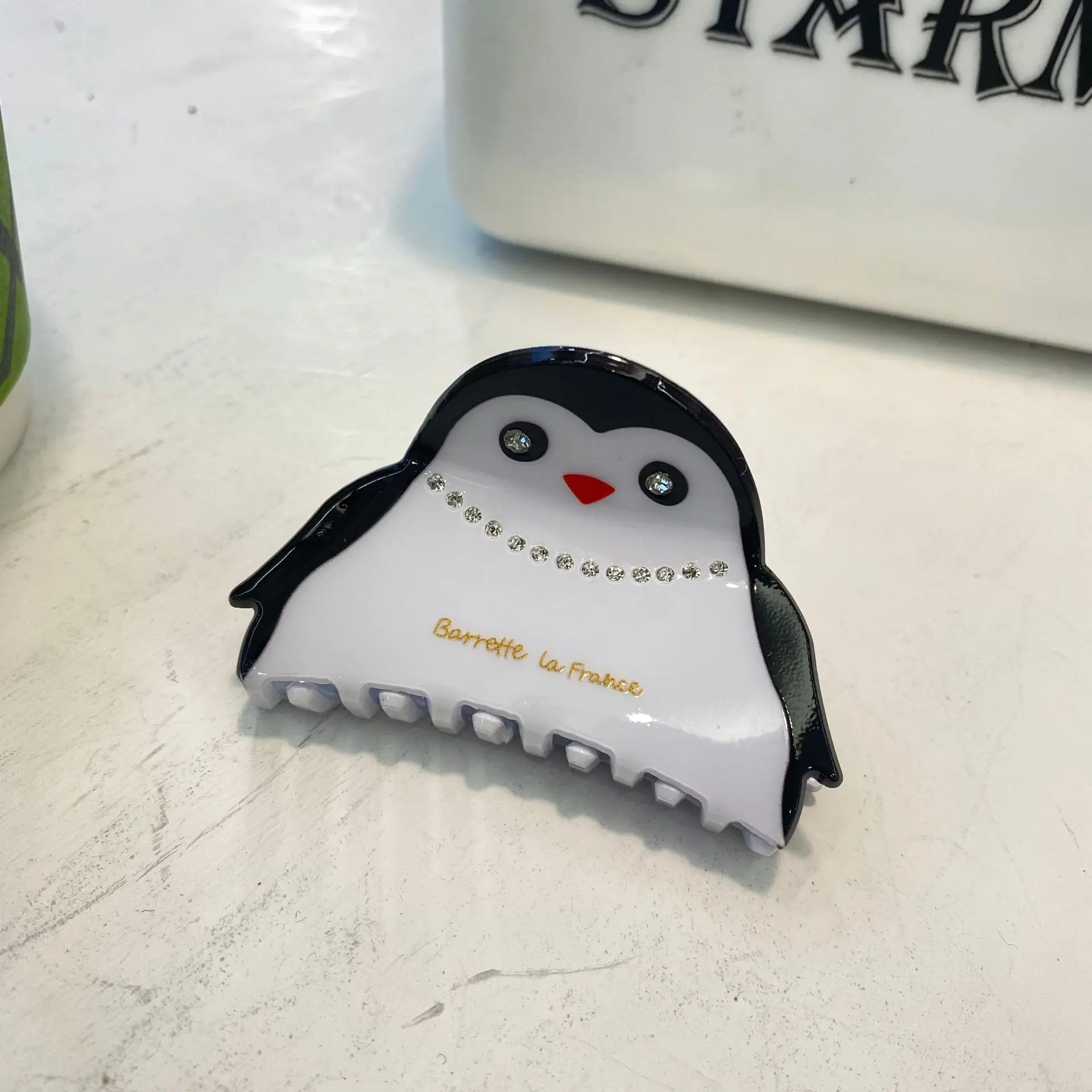 Damen-Clip, Vogel-Acetat-Clip, schwarzer Schwan-Clip, Leopardenmuster, Vogel, Tier, Papagei, Haar-Accessoires, einfache, lustige Hai-Clip-Mode_voghion.com