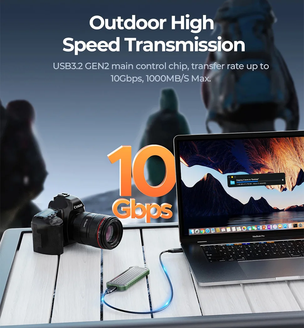 ORICO 10Gbps M.2 NVMe SATA SSD 외장 케이스 방수 휴대용 M2 하드 디스크 저장 박스 PC 노트북용