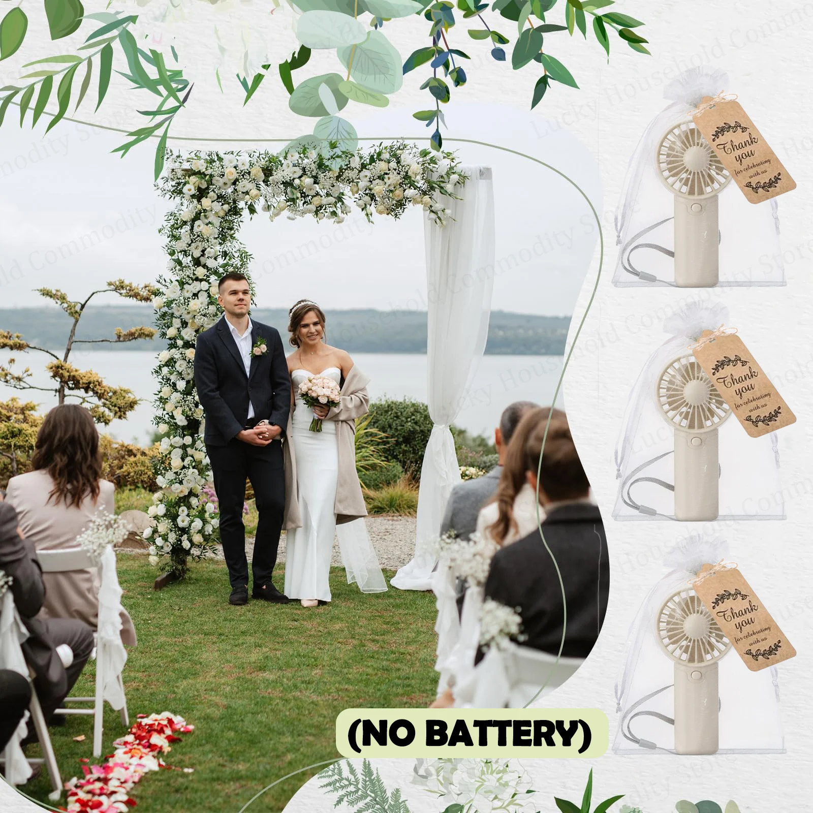 10-100PCS Portable Handheld Fan Bulk Wedding Mini Fans Battery Operated Personal Fans with Thank You Cards Party Favors 2