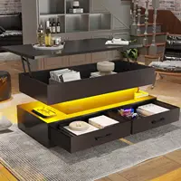40" Lift Top Coffee Table, Coffee Tables with Storage for Living Room, Small Coffee Table with 2 Drawers & LED Light 1