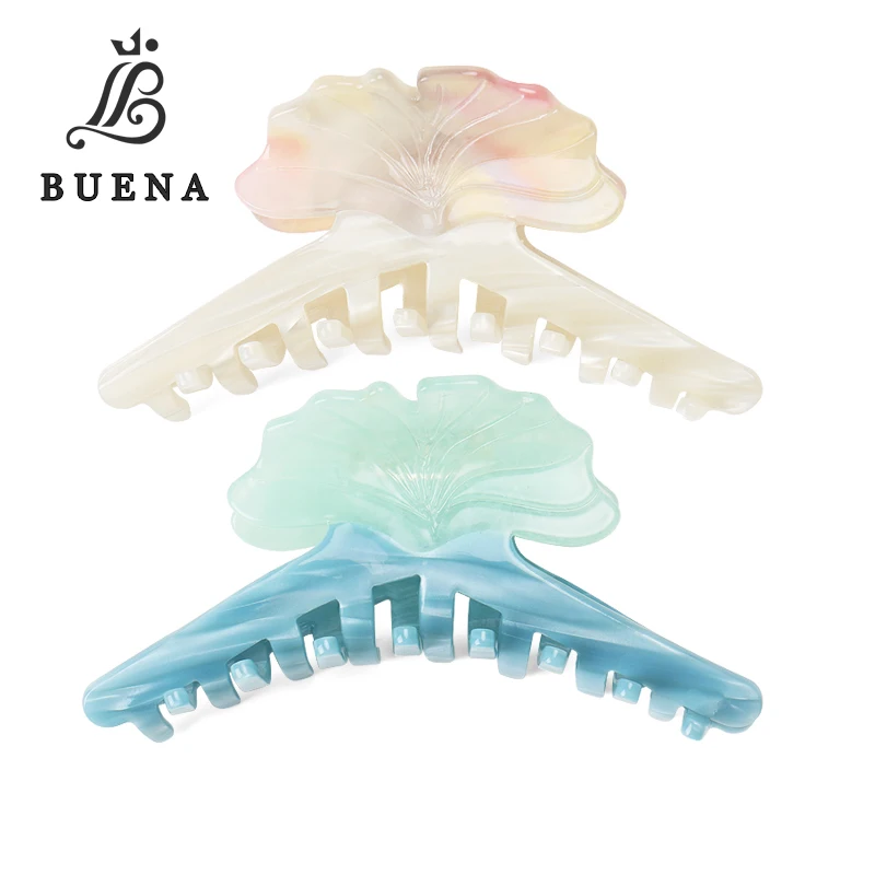 

2024 Lifelike Ginkgo Leaf Shape Hair Claw Colorful Cellulose Acetate Claw Clip 10cm Large Women Ponytail Clip Claw
