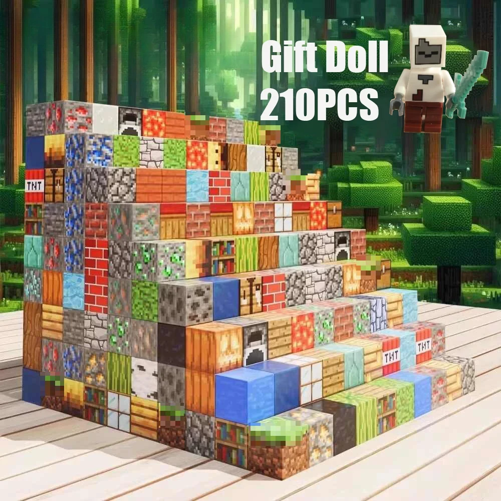 Upgrades Magnetic Building Blocks Toy Build Mine Magnet World Set for Boys Girls Montessori Sensory Cubes for Toddlers 210P