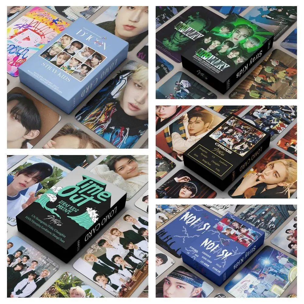 

55pcs Kpop Photocards Stray Kids New Album MANIAC Time Out Noeasy Maxident Photo Card Box Card LOMO Card Felix Hyunjin Lee Know