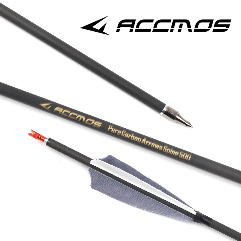 Pure Carbon Arrow ID6.2mm Spine 300 400 500 600 700 800 6/12p For Compound/Recurve Bow Shooting Archery Hunting
