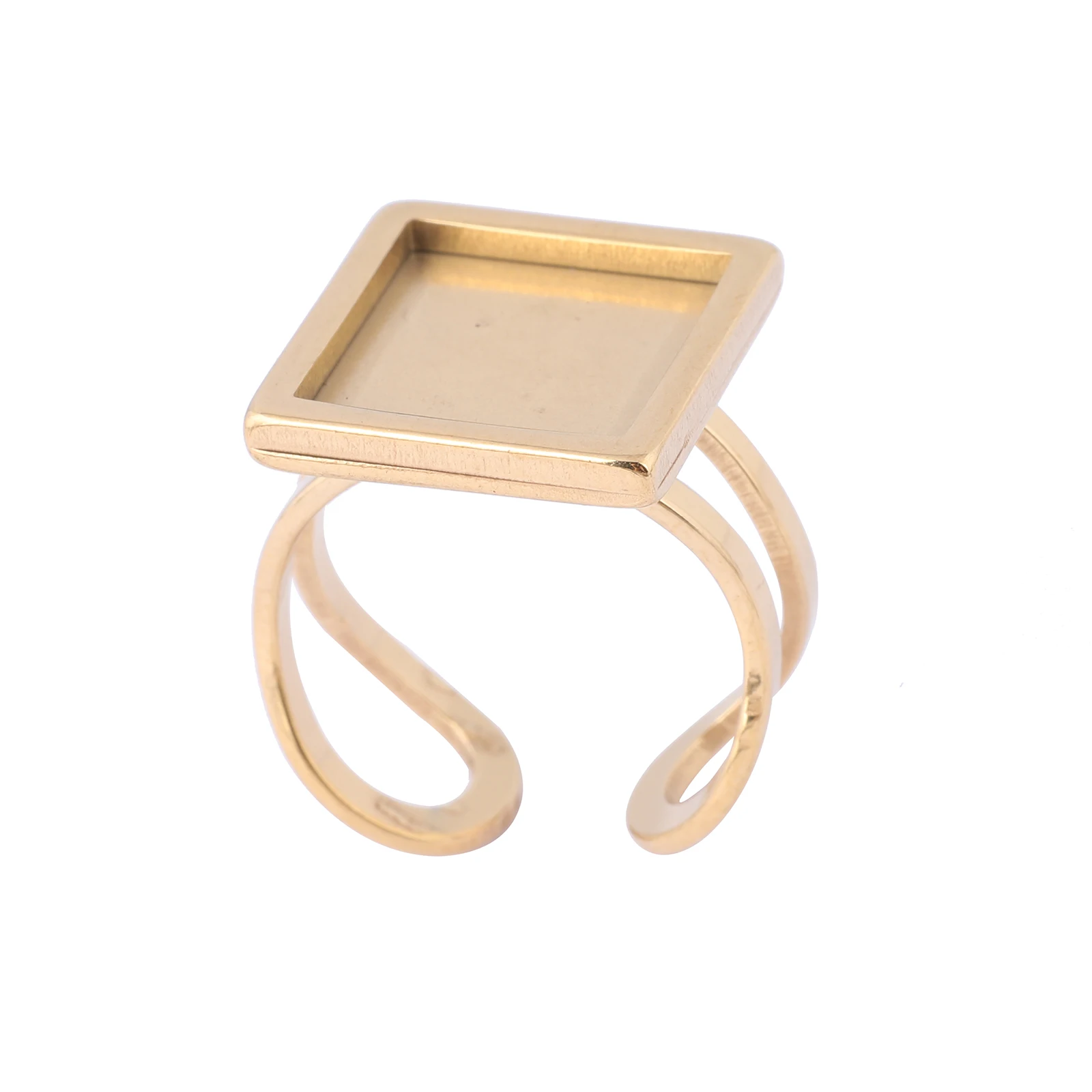 

10pcs rose gold plated square ring blanks fit 12mm cabochon base settings diy bezels for rings jewelry making