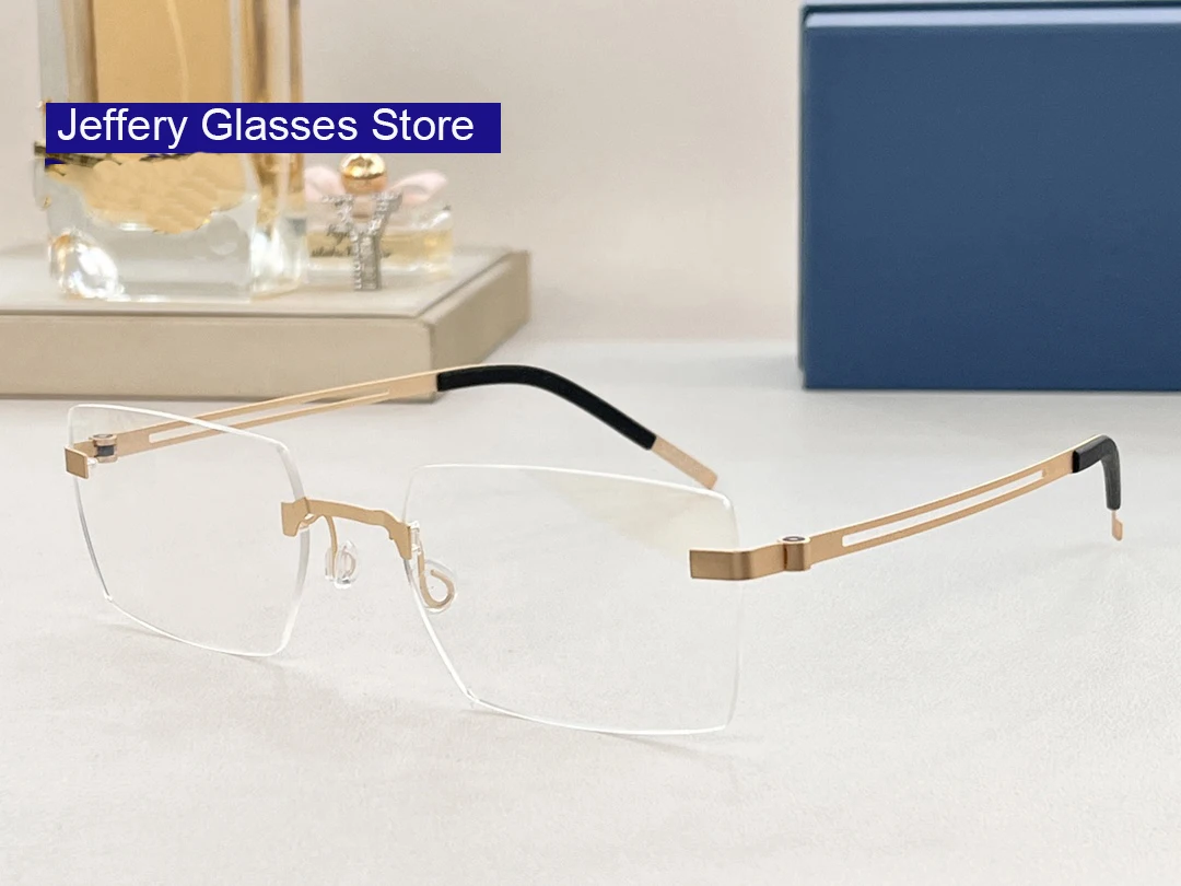 

German Rimless Glasses Frame Square Screwless Titanium Ultralight Men Business Eyeglasses Women Reading Myopia Eyewear