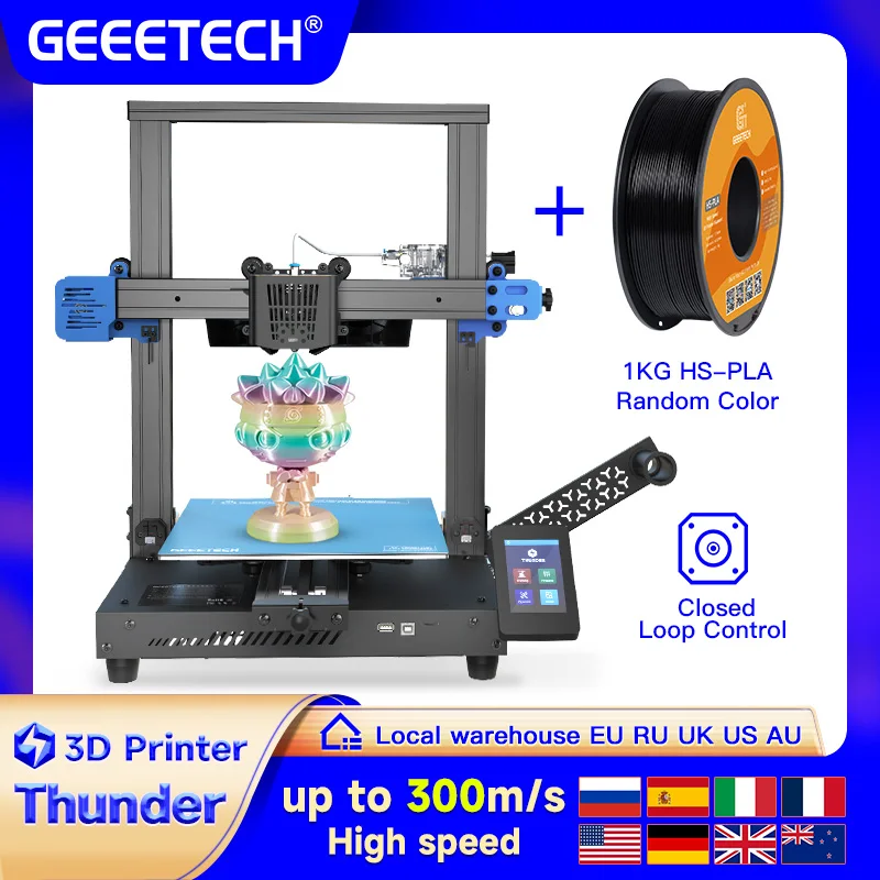 GEEETECH Thunder High Speed FDM 3D Printer Machine, up to 300 mm/s,High Precision Printing, Automatic Leveling, 250*250*260 mm