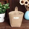 Hanging Storage Bag Fabric Jute Desktop Storage Bucket Home Office Organizer Flower Pot Small Sack Bathroom Kitchen Basket 5