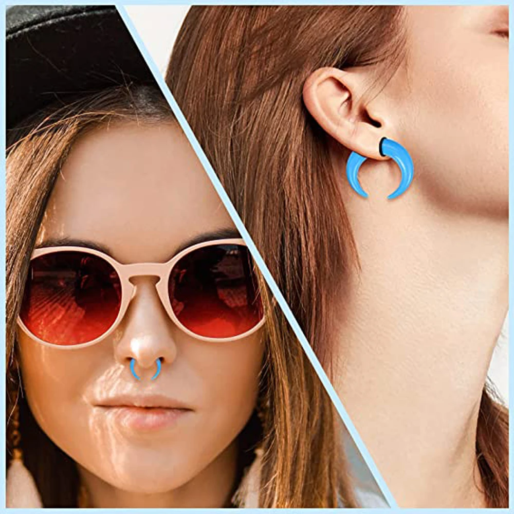 18Pcs Acrylic Septum Pincher Tapers C Shape alo Ear Taper Kit Piercing Jewelry