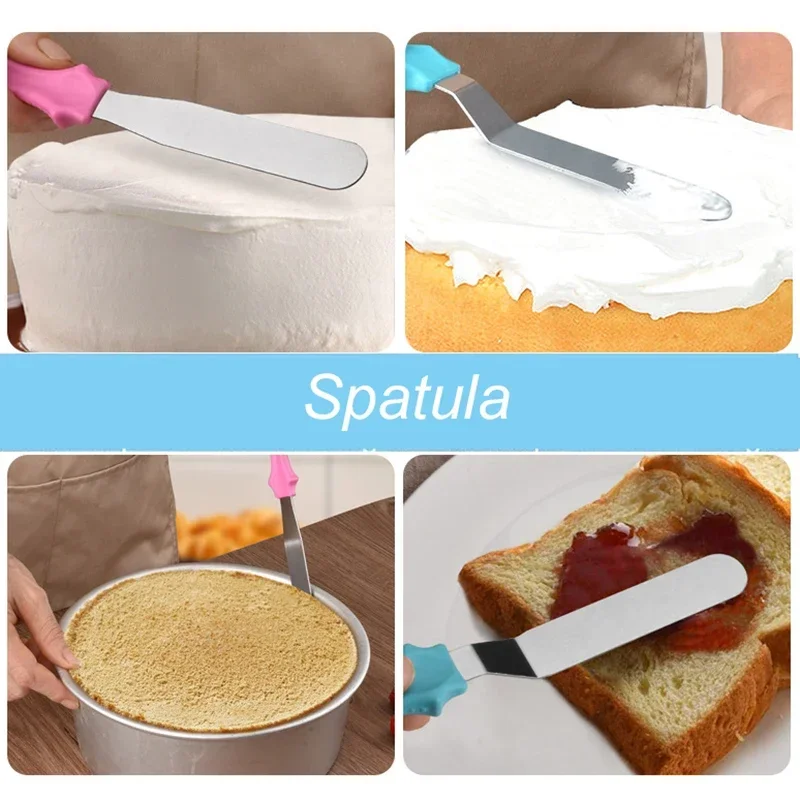 Cake Decorating Tools 28cm Anti-skid Plastic Cake Turntable Rotating Cake Decorating Tools Pastry Bags Nozzles Set Spatula Kitchen Gadget Sets cozinha