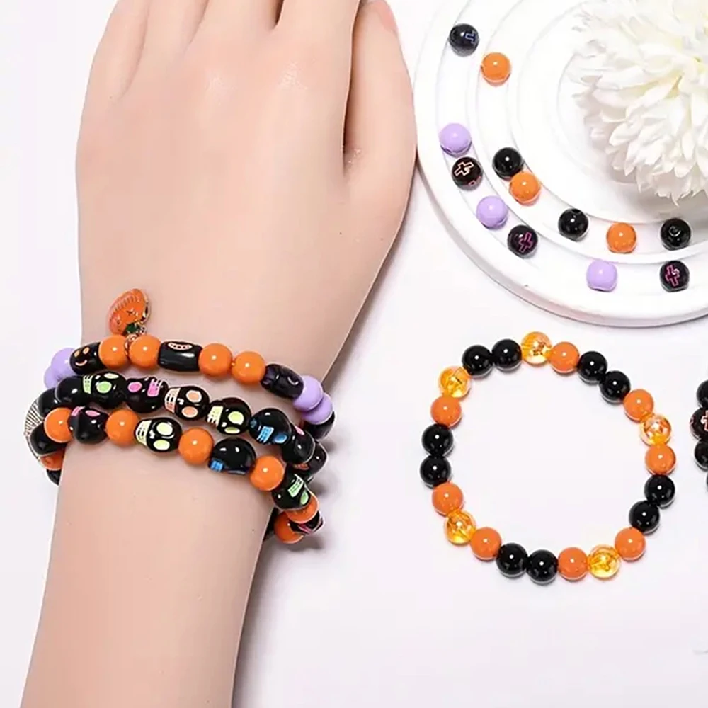 Cuentas De Halloween Para Hacer Pulseras - Calabazas, Fantasmas Y Cráneos, Kit De Joyería DIY Para Adultos