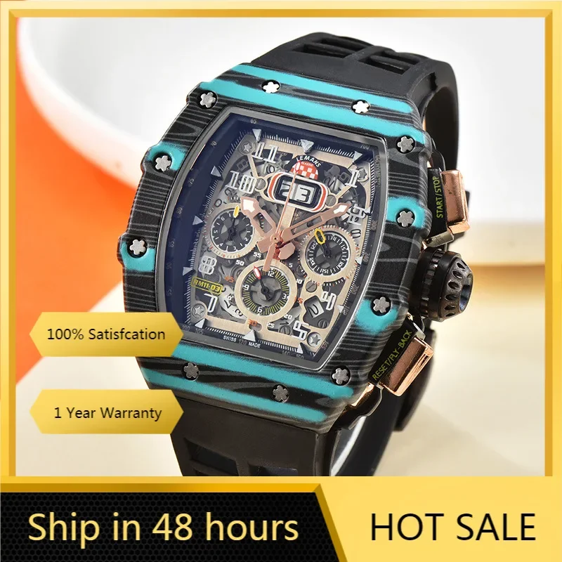 

2024 New Generation Movement Hollow Design Business Watch Modern Movement Mechanical Wind Quartz Small Three Disc Craft Watch