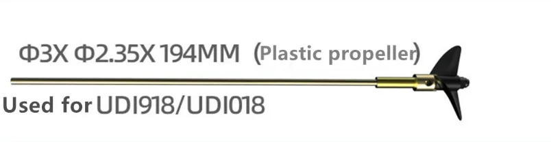 Jeu d'hélice et arbre en acier UDI RC, compatible UDI903 et UDI022, présenté avec emballage d'origine.