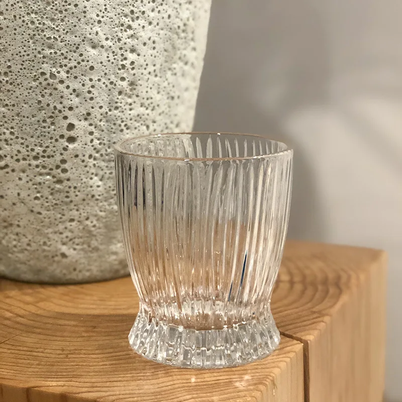 265ml Drinkware Glass Cup Relief Stripe Pattern Milk Shake Cup Heat Resistant Coffee Retro Light Luxury Wine Drinking Bottle