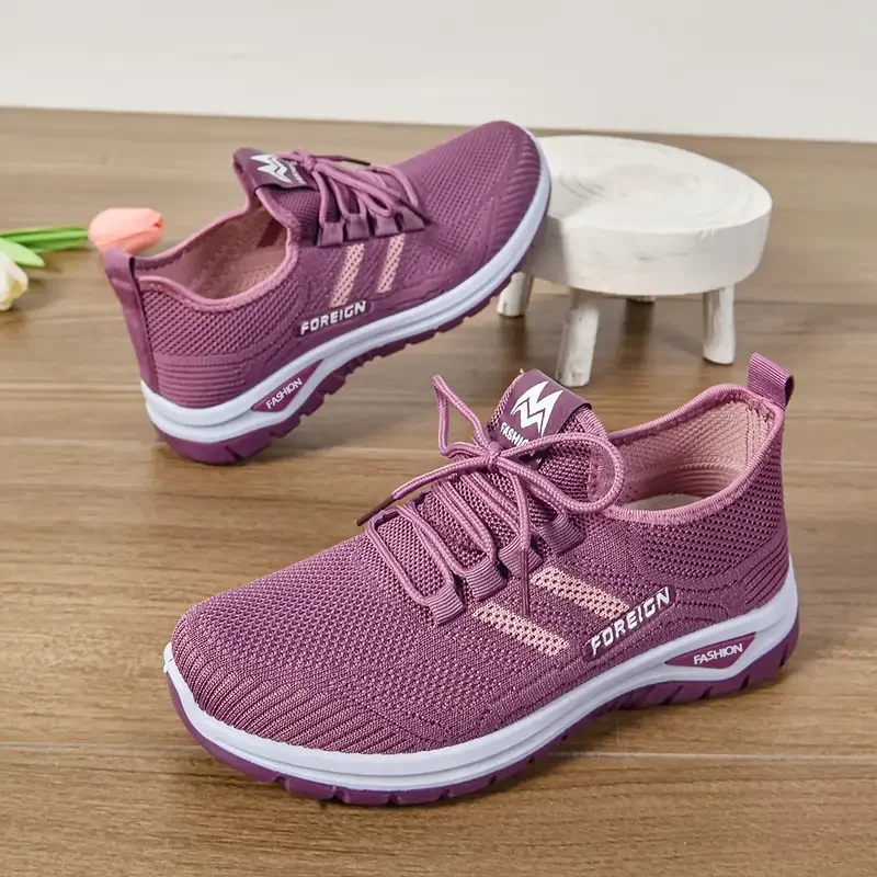 Women’s flying woven mesh slip‑on walking shoes with anti‑slip sole 365
