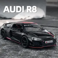1:24 AUDI R8 V10 Plus Alloy Performance Sports Car Model Diecast Metal Toy Racing Car Model Sound and Light Simulation Kids Gift 1