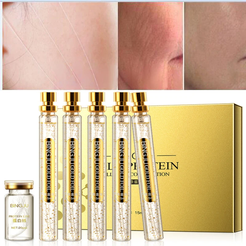 Face Lifting Threads Collagen Facial Tensioners Threads Face Care Lift Gold 24k Silk Wire Facial Serum for Anti-Aging Firming lzt 15g pipe type liquid flowmeter 0 5 5gpm 2 18lpm lift flowmeter 4 internal threads