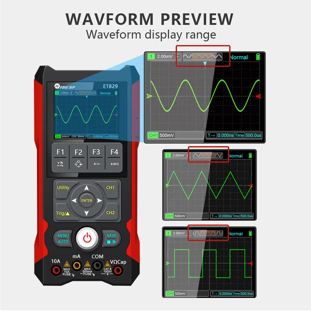 ET829 2 Channel 80MHz Digital Storage Oscilloscope Multimeter Signal Generator 3