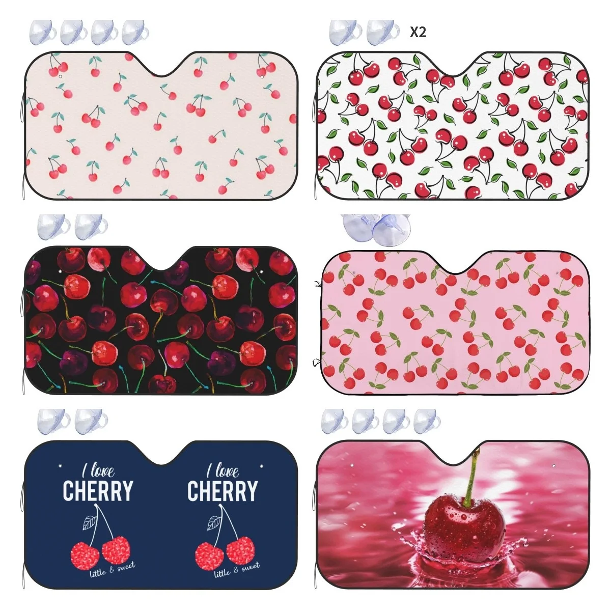 

Cherry Tile Front Window Car Sun Shade Windshield Foldable Cute Funny Sunshade for Car Truck SUV Blocks Uv Rays Visor Shield