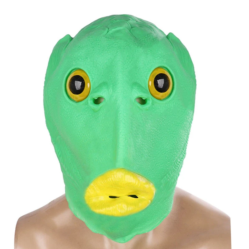 Funny Cosplay Costume Unisex Adult Carnival Party Face Masks Green Fish  Head Mask Headgear Alien Emulsion Scary Cover Make Fun - Jewelry Mask -  AliExpress