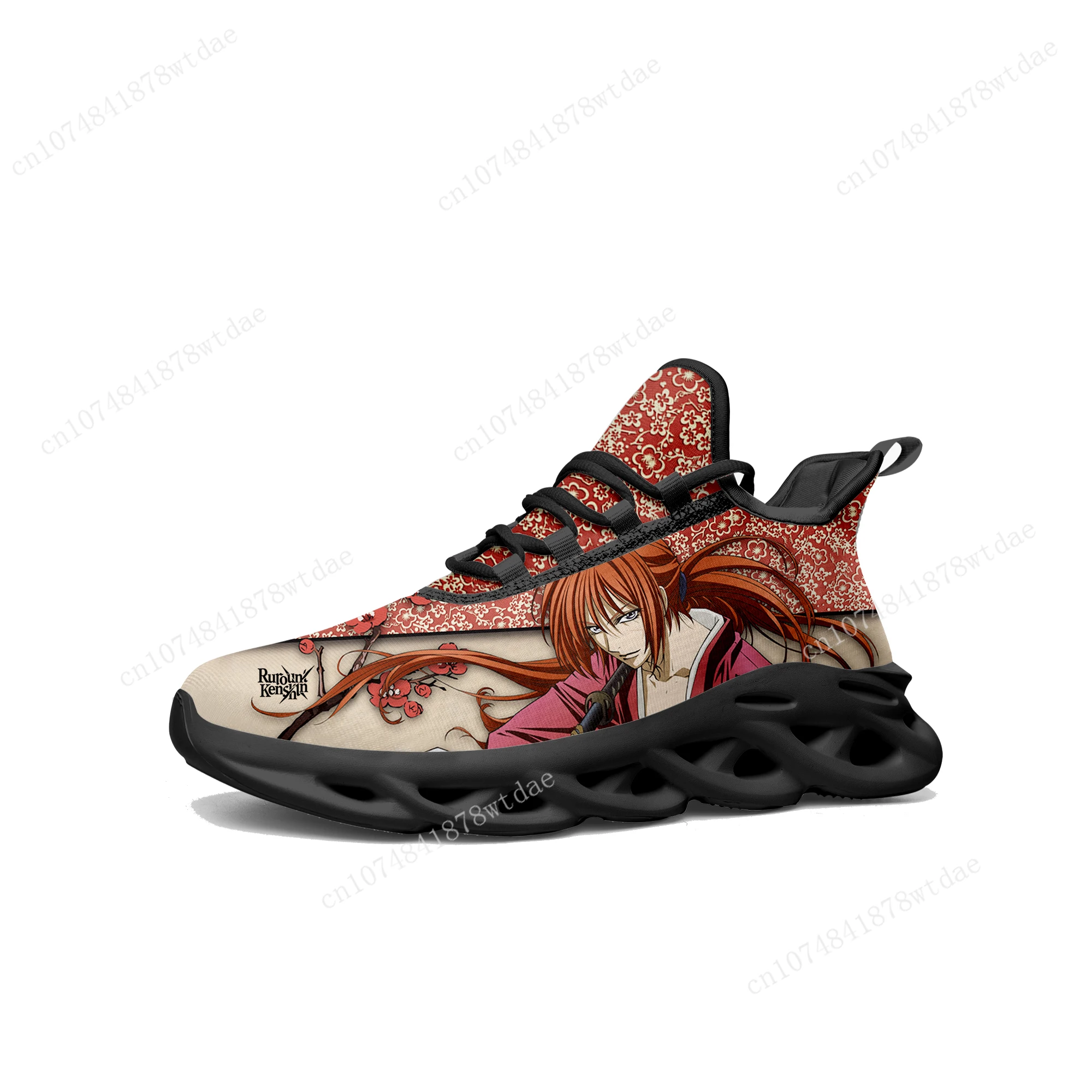 

Rurouni Kenshin Himura Flats Sneakers Mens Womens Teenager Sports Running Shoes High Quality Anime Custom Lace Up Mesh Footwear