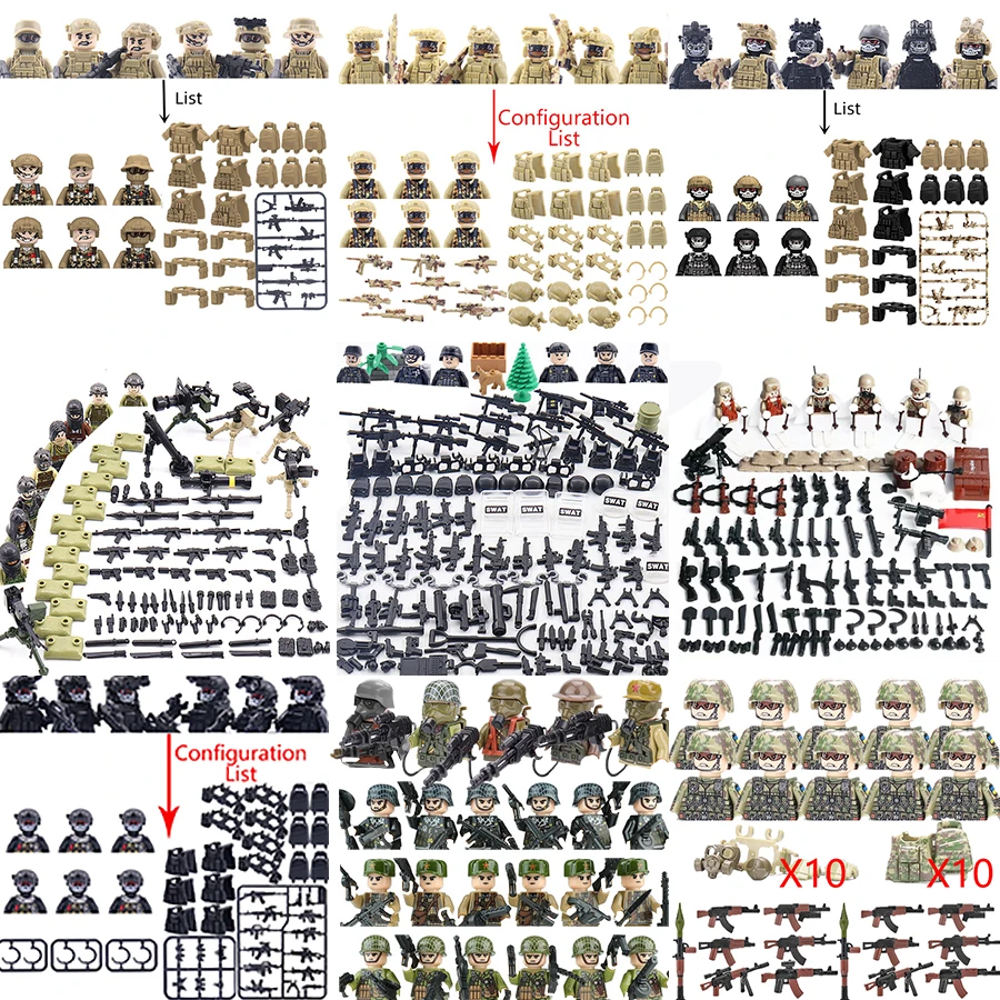 Military Building Blocks Soider Figures Toys Children Adults Gifts Weapons Guns Multiple Equipment Accessories Vest Helemt MOC