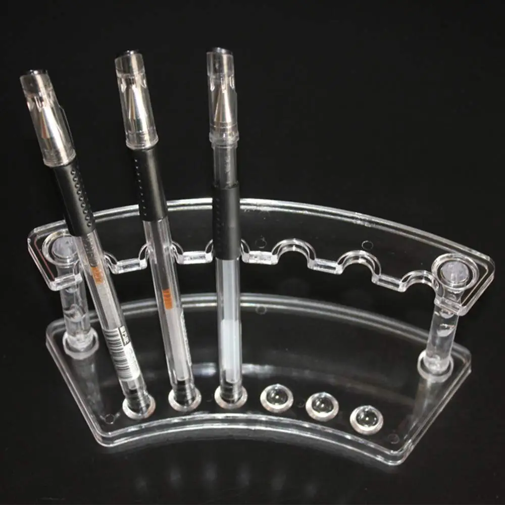 Pen Holder Pen And Brush Holder Brush Holder Makeup Organizer Desk Organizer 1Piece Plastic Pencil Holder Display Stand 6 Slot Pen Display Stand Eyebrow Pencil Makeup Brush Holder Organizer