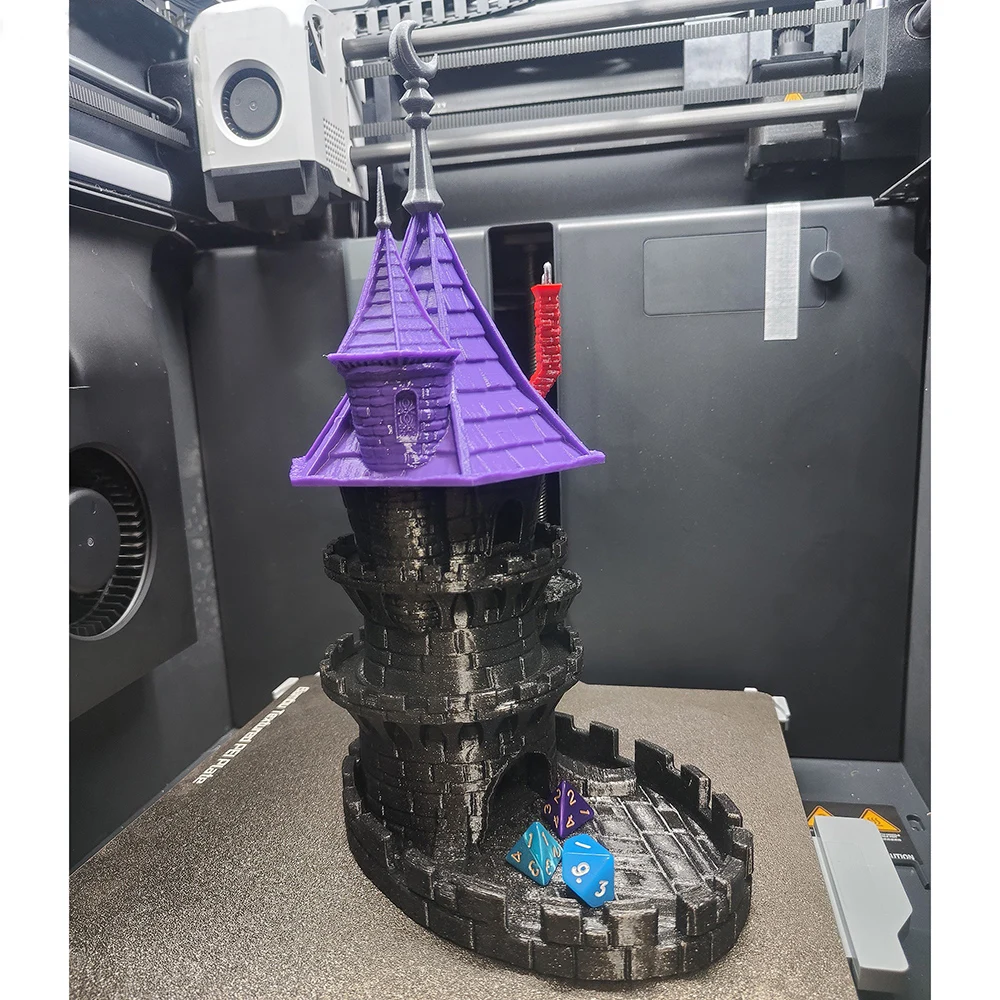 Purple Ghost Dice Tower 3D Printed Crafts Dice Rolling Castle for DND Board Game D&D RPG and Tabletop Gaming Best Gift 3