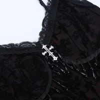 Vintage centre commercial gothique flocage Camisole femmes esthétique Fairycore Grunge Y2k e-girl dentelle Patchwork perles culture débardeurs 6