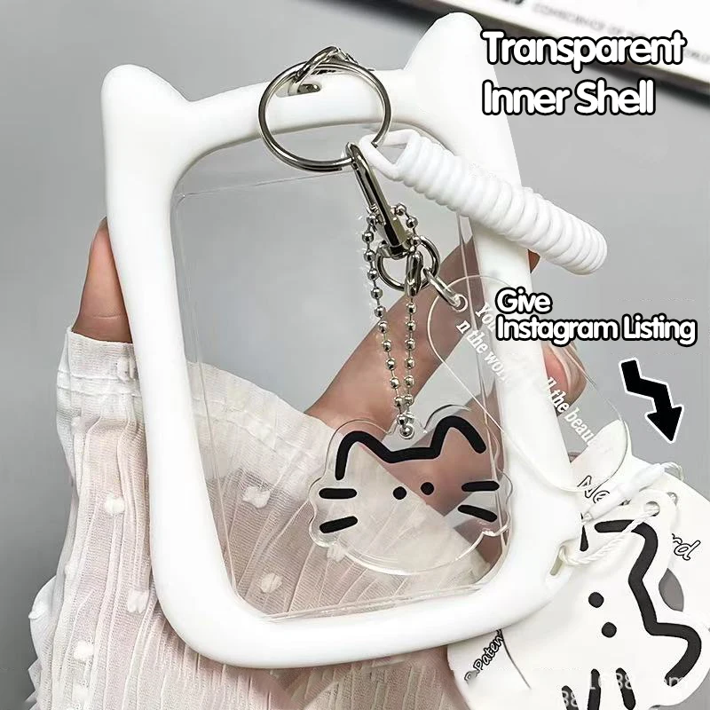 고양이 귀 카드 커버 학생 카드 커버 버스 식사 카드 커버 직장 ID 배지 분실 방지를 위한 브랜드 보호 커버