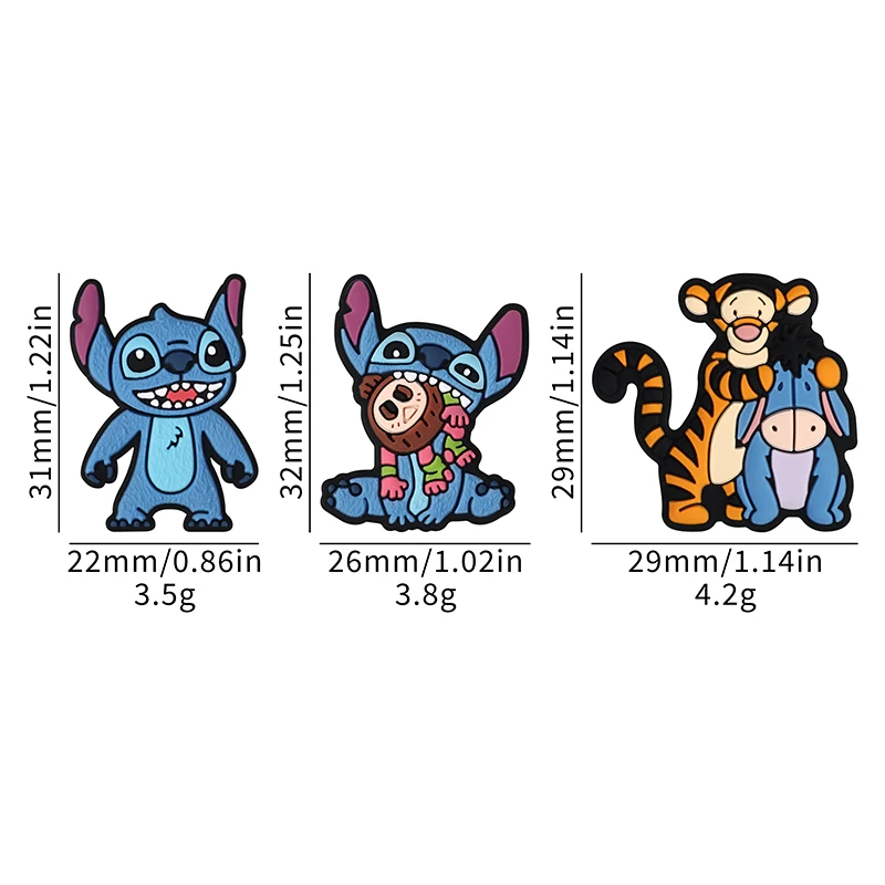 10개 스티치 티거 이요어 실리콘 포컬 비즈 DIY 체인 클립 비즈 펜 키체인 북마크 재료