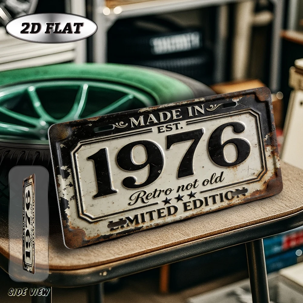 2D Flat, [2D Flat] 1pc Vintage 1976 Metal Wall Sign - Aluminum Retro Plaque 12"x6" (Made in 1976) - Outdoor/ Decoration Suitable 1