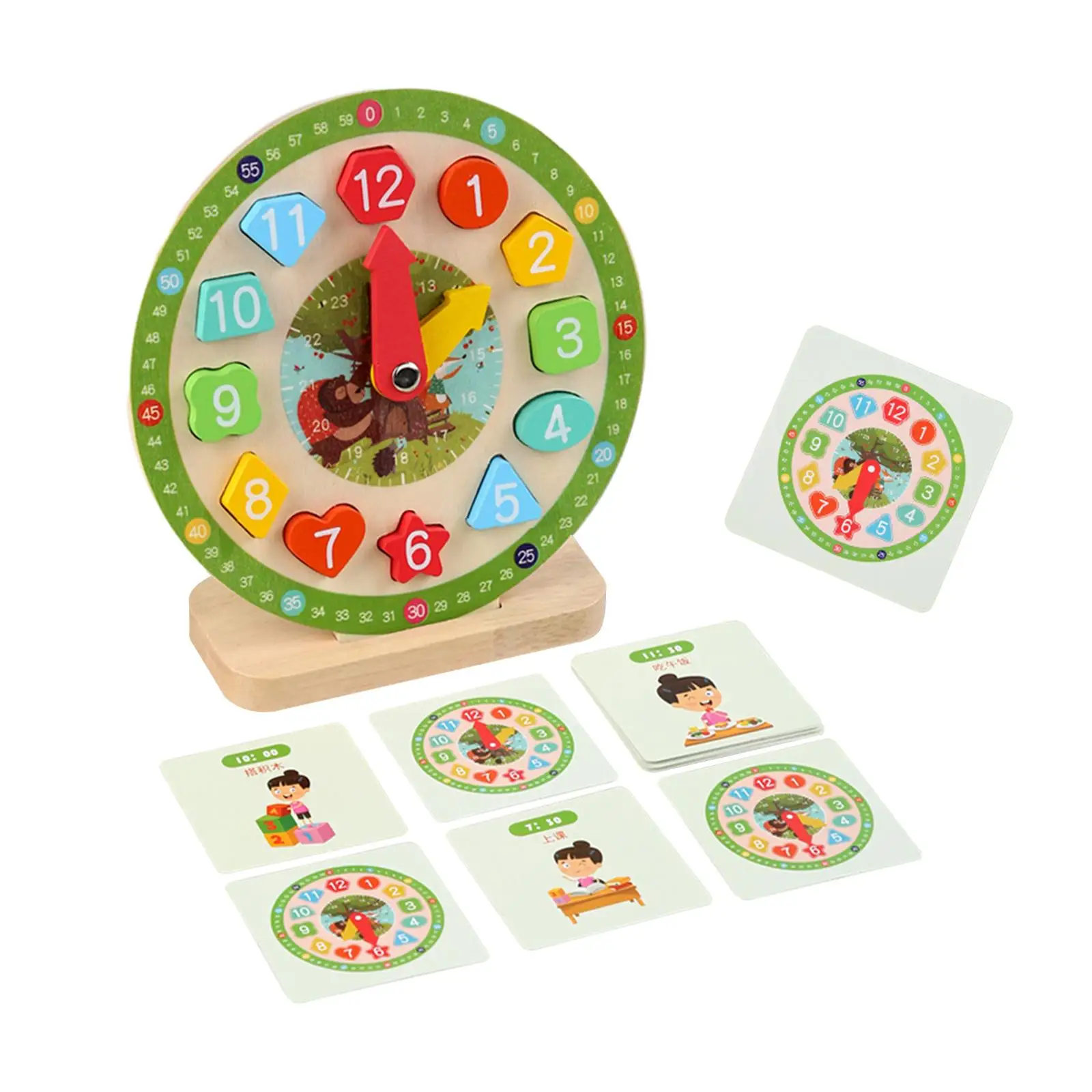 Teaching Clock for Kids, Montessori Wooden Clock Kids Toy, Clock Learning for Playroom