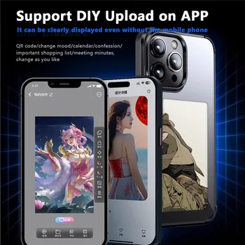 Eink Screen Smart NFC APP Refresh DIY Phone Case for Iphone 14 15 Protective Cover Personalized Custom Case Display Battery Free 3