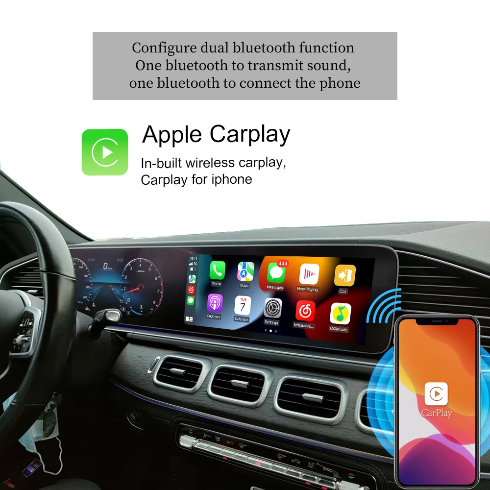 

Hualingan 128G for Mercedes GLE350 GLE450 2021-2023 Android Full Screen Wireless CarPlay AI box Android Auto Google TV box