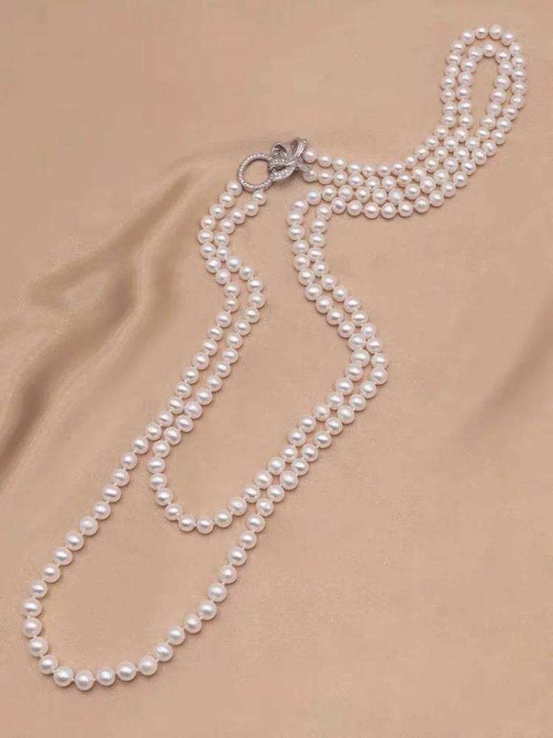 

Classic Two Strands 8-9mm South Sea Round White Pearl Necklace 36" 38"