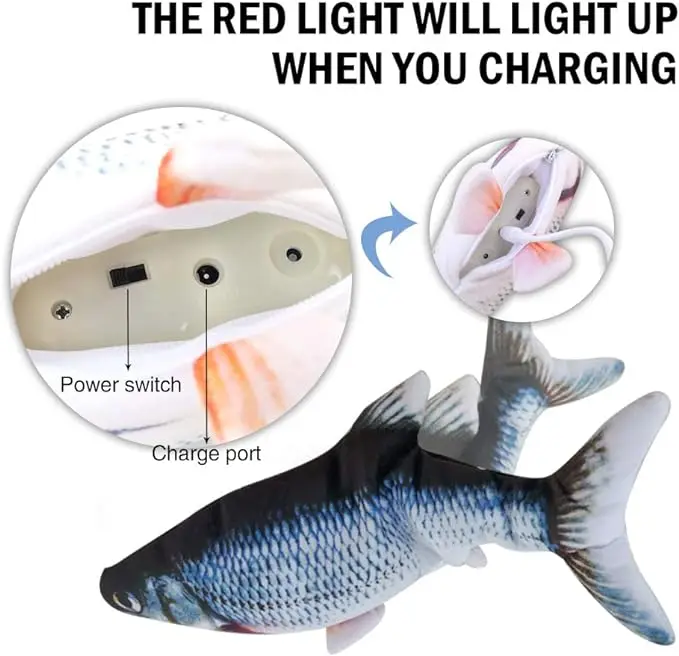 Non-stop Electric Baby Sleeping Fish Toy 2.0 Keep Swinging Tail Floppy Fish Toy Auto Flopping USB Wiggle Plush Toy for Baby Cat 5