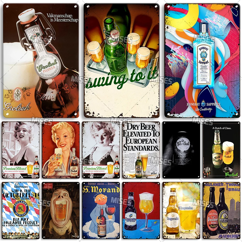 

MISES Beer Brand Wall Decor Sign Metal Tin Sign Man Cave Home Decorative Poster Vintage Metal Plaque Kitchen Retro Metal Plate
