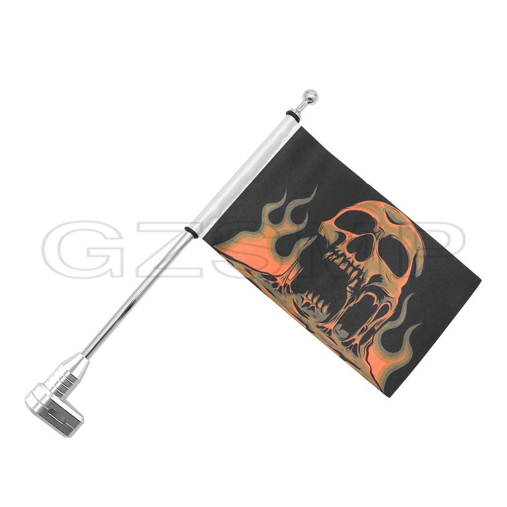 fit For Honda Goldwing GL1800 2001-2011 GL1500 GL1200 Motorcycle Aluminum Rear Mount Luggage Vertical Flag Pole Skull Flag