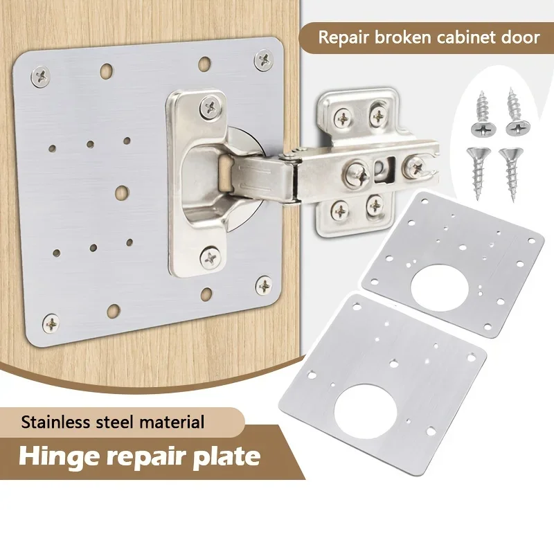 Description Picture 3 of item4pcs sets of stainless steel cabinet door hinges, maintenance plates, stainless steel cabinet door hinge plates with screws