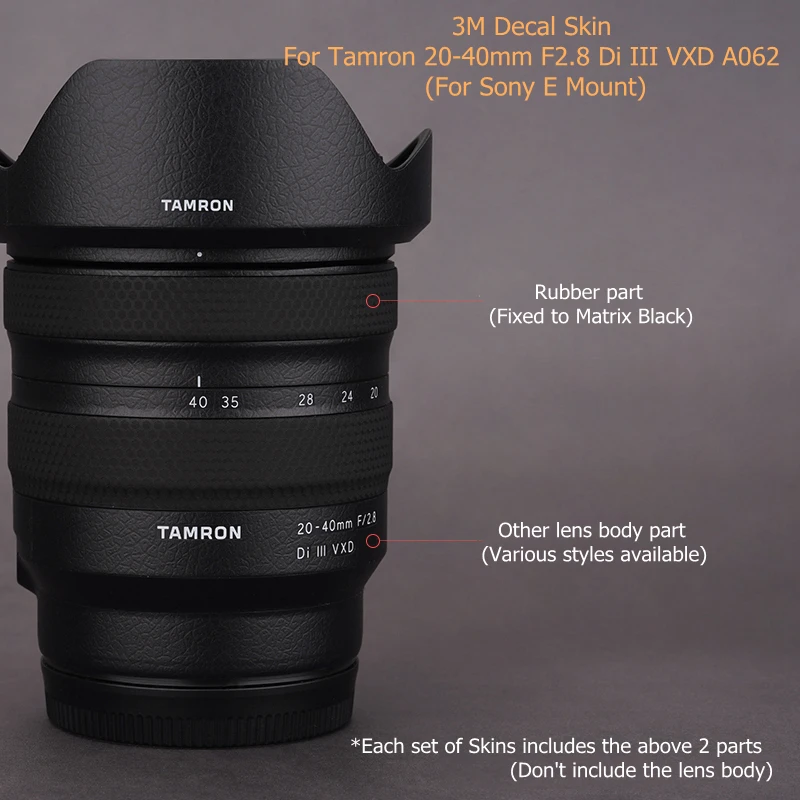 タムロン20-40 F2.8デカールスキンステッカービニールラップフィルム 