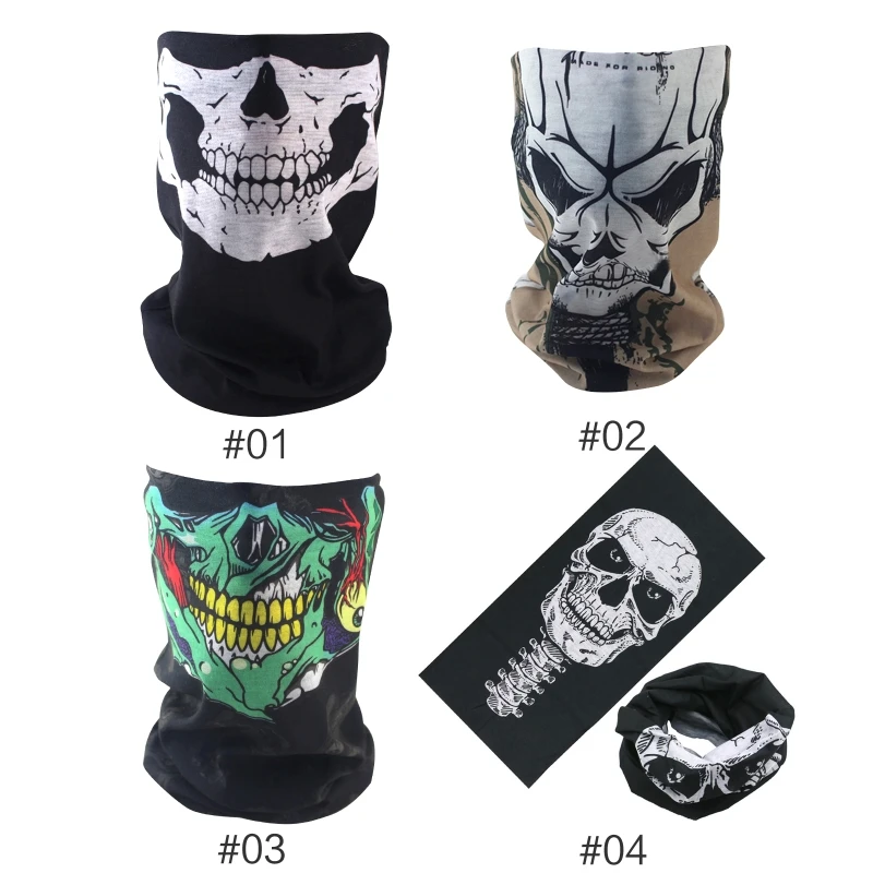 

Multi-functional Skull Print Bandana Helmet Liner Camping Neck Face Mask Sports Running Headband Masque Halloween Prop