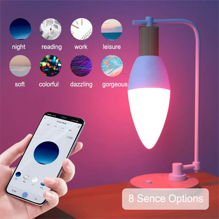 Tuya Smart WiFi LED Bulb E14 Candel Light 5W 7W 9W 220V Dimmable RGB Lamp APP Voice Control Alexa Google Assistant Home Decor smart led light bulbs