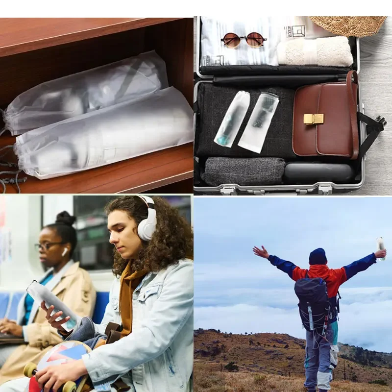 Umbrella Storage Waterproof Frosted Bag Reusable Portable Collapsible Drawstring Car Storages Sleeve Auto Interior Accessories umbrella storage bag
